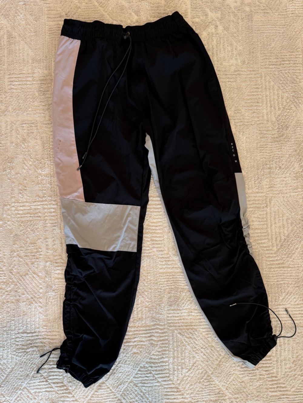 Black Track Pants with Light Gray Panels